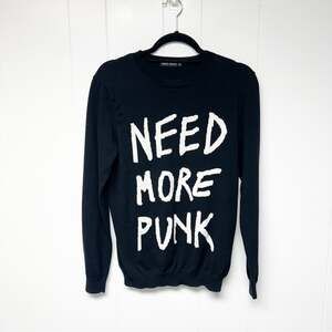 Antony Morato Black Need More Punk Graphic Long Sleeve Sweater Medium